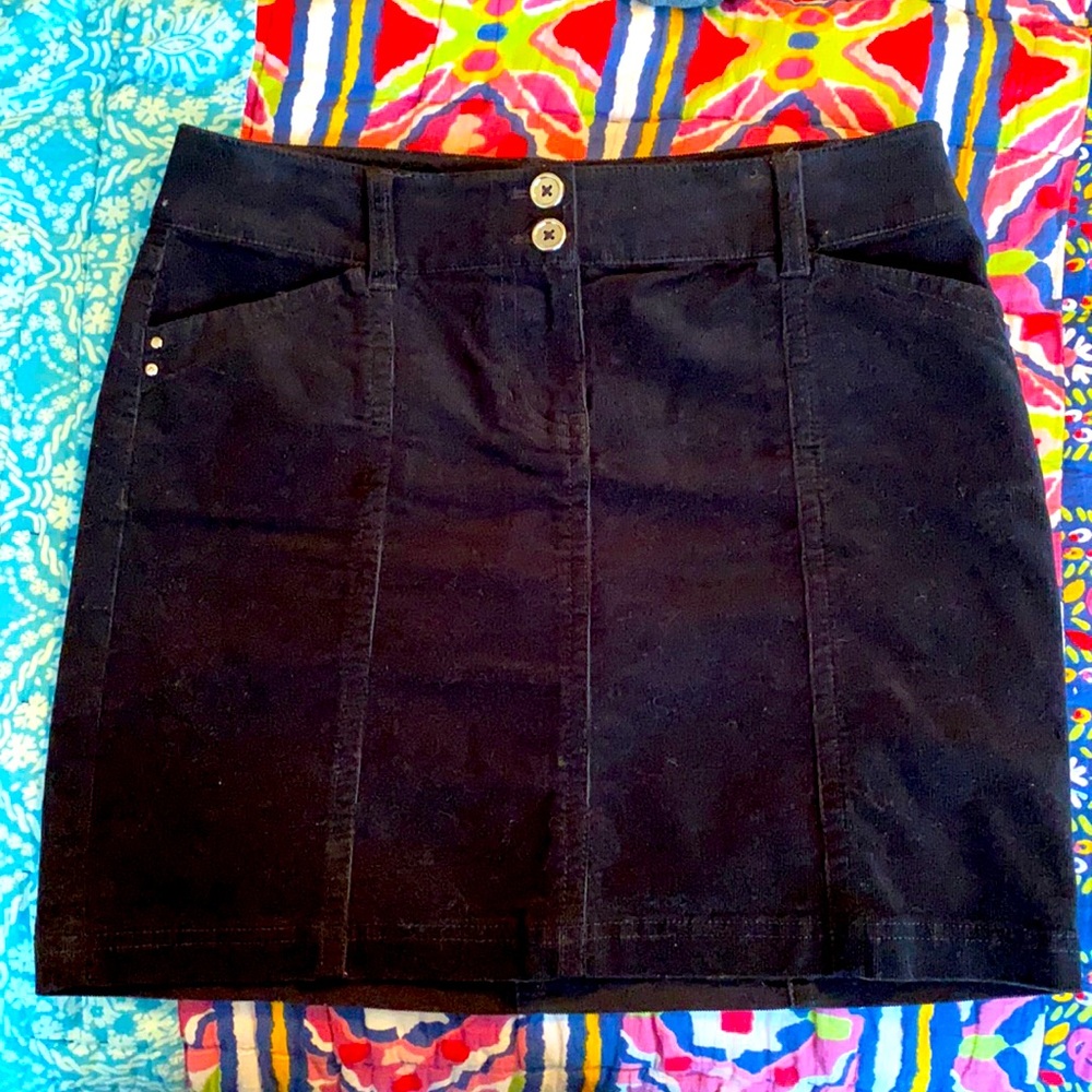 Black Corduroy Mini Skirt